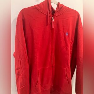 Polo Ralph lauren full zip-up hoodie sweatshirt red little pony lightweight XL